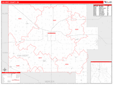 Van Wert County, OH Digital Map Red Line Style